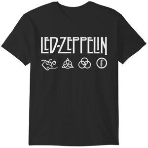 Led Zeppelin Led Zeppelin Symbols Graphic T-Shirt – Classic Rock Band Vintage
